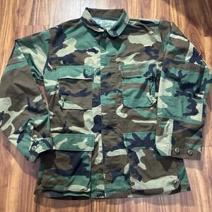 US Military Woodland Camo Combat Coat BDU Field Jacket Small Regular DLA100-88-F